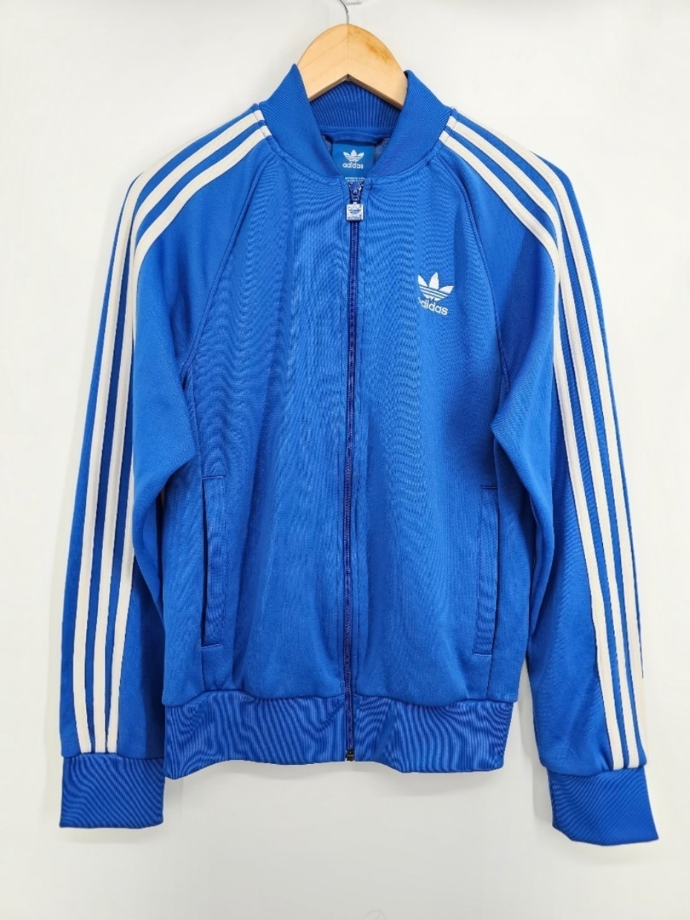 Adidas Originals Blue White 3 Stripe Trefoil Track Jacket Small